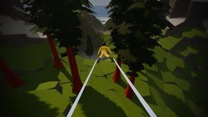"Flying through the trees in _Just Fly_"